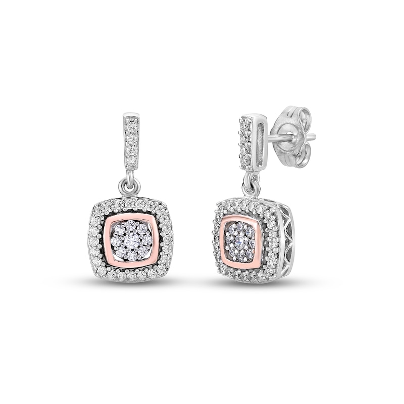 Main Image 1 of Diamond Dangle Earrings 1/3 ct tw Round-cut 10K Two-Tone Gold