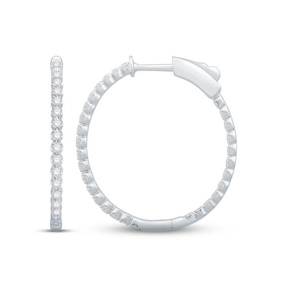 Diamond Hoop Earrings 1/2 ct tw Round-cut 10K White Gold