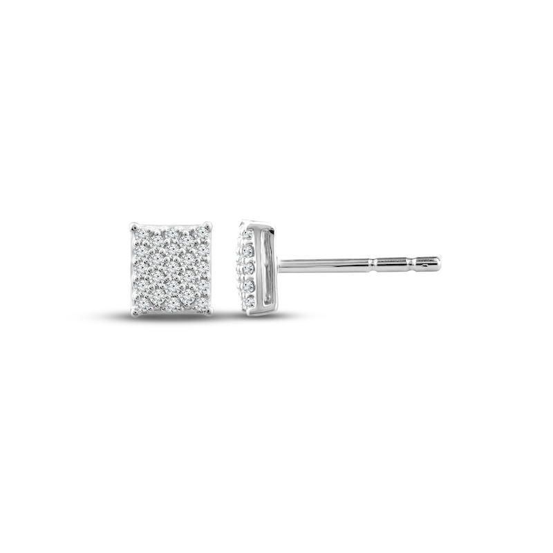 Main Image 1 of Multi-Diamond Square Stud Earrings 1/5 ct tw Round-cut 10K White Gold