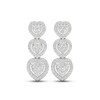 Diamond Three-Heart Dangle Earrings 1/2 ct tw Round-cut 10K White Gold