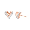 Diamond Heart Knot Earrings 1/4 ct tw Baguette & Round-cut 10K Rose Gold
