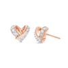 Thumbnail Image 1 of Diamond Heart Knot Earrings 1/4 ct tw Baguette & Round-cut 10K Rose Gold