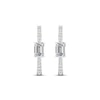 Thumbnail Image 1 of Diamond Huggie Hoop Earrings 1 ct tw Emerald & Round-cut 14K White Gold