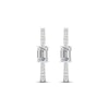 Thumbnail Image 2 of Diamond Huggie Hoop Earrings 1 ct tw Emerald & Round-cut 14K White Gold