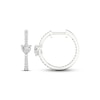Thumbnail Image 3 of Diamond Huggie Hoop Earrings 1 ct tw Heart & Round-cut 14K White Gold