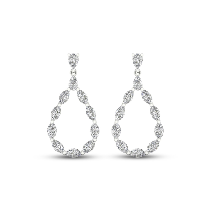 Diamond Teardrop Earrings 2 ct tw Marquise & Pear-Shaped 14K White Gold