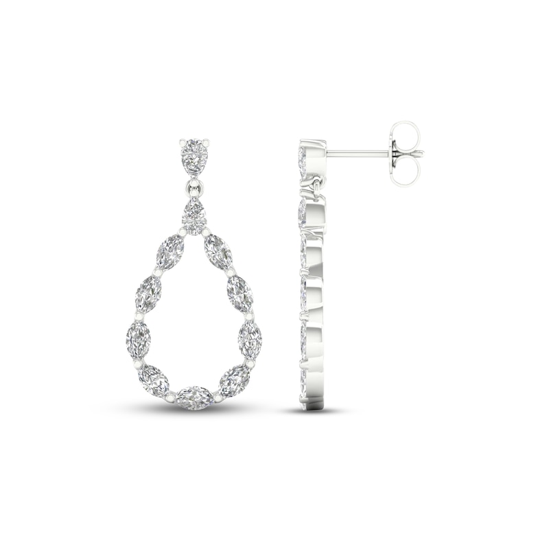 Diamond Teardrop Earrings 2 ct tw Marquise & Pear-Shaped 14K White Gold