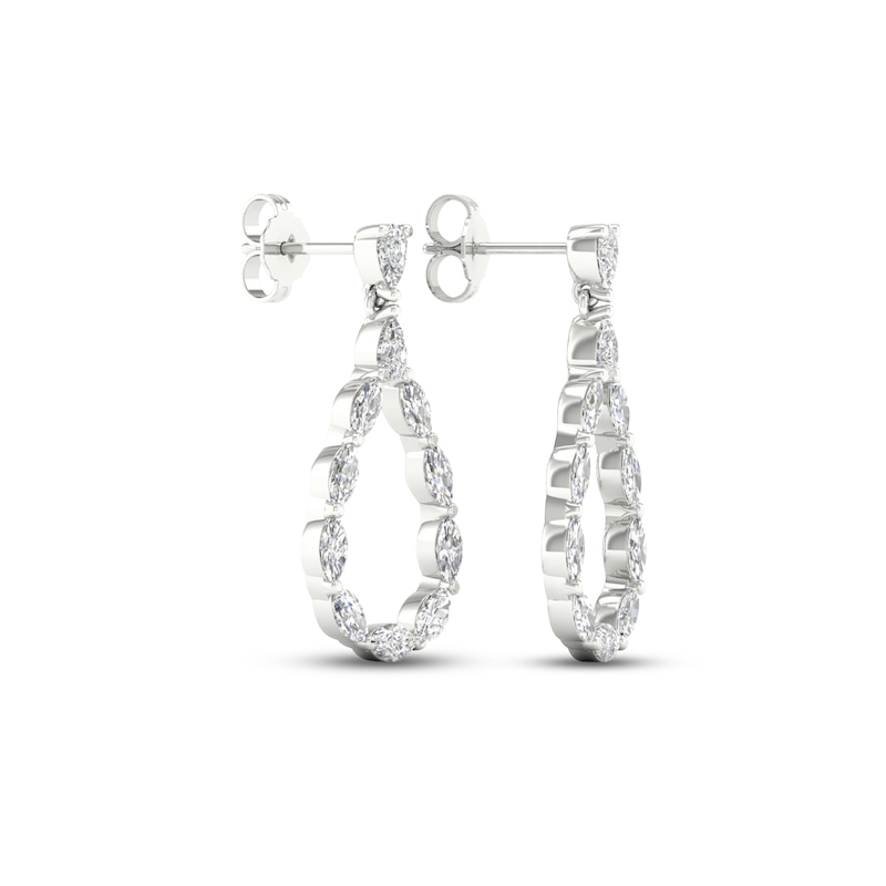 Diamond Teardrop Earrings 2 ct tw Marquise & Pear-Shaped 14K White Gold
