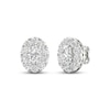 Thumbnail Image 1 of Diamond Oval Halo Stud Earrings 3 ct tw Oval & Round-cut 14K White Gold