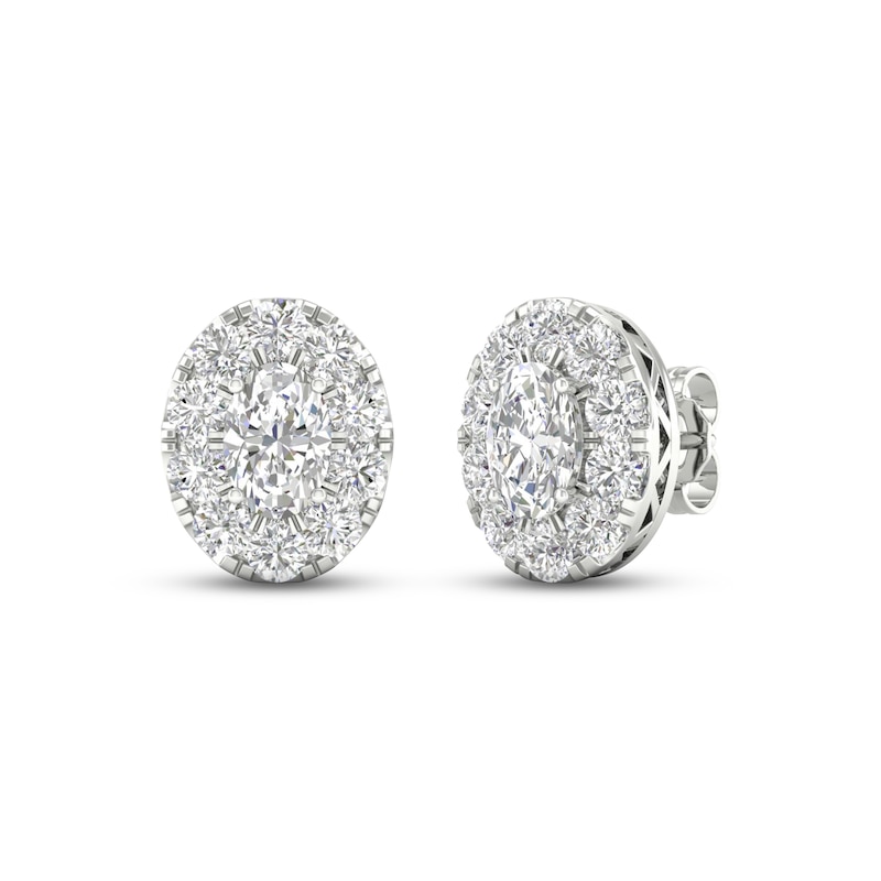 Diamond Earrings - Oval Diamond Stud Earrings H VS 0.94 tcw. In 14