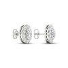 Thumbnail Image 4 of Diamond Oval Halo Stud Earrings 3 ct tw Oval & Round-cut 14K White Gold