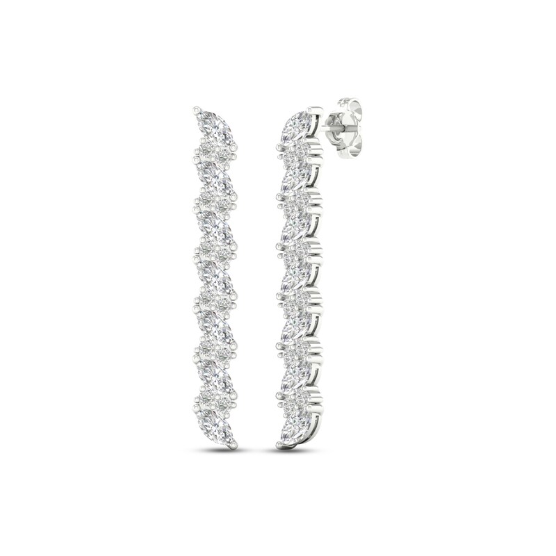 Diamond Drop Earrings 2-3/4 ct tw Marquise & Round-cut 14K White Gold