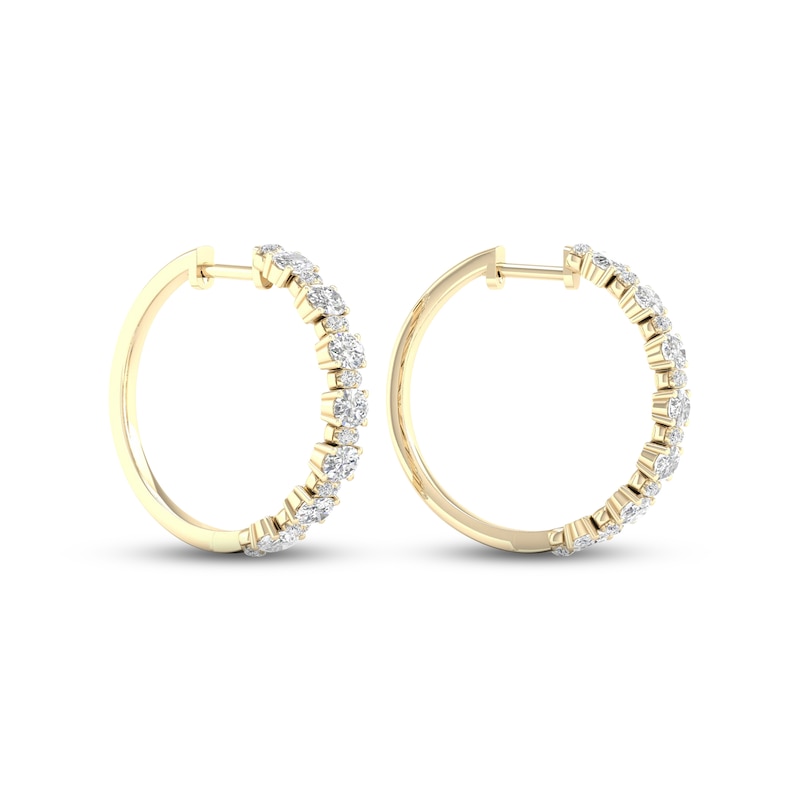 Diamond Hoop Earrings 2-3/8 ct tw Oval & Round-cut 14K Yellow Gold