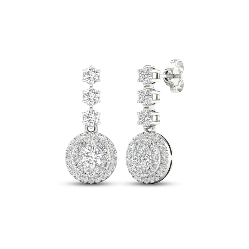 Main Image 1 of Multi-Diamond Drop Earrings 2 ct tw Round & Marquise-cut 14K White Gold