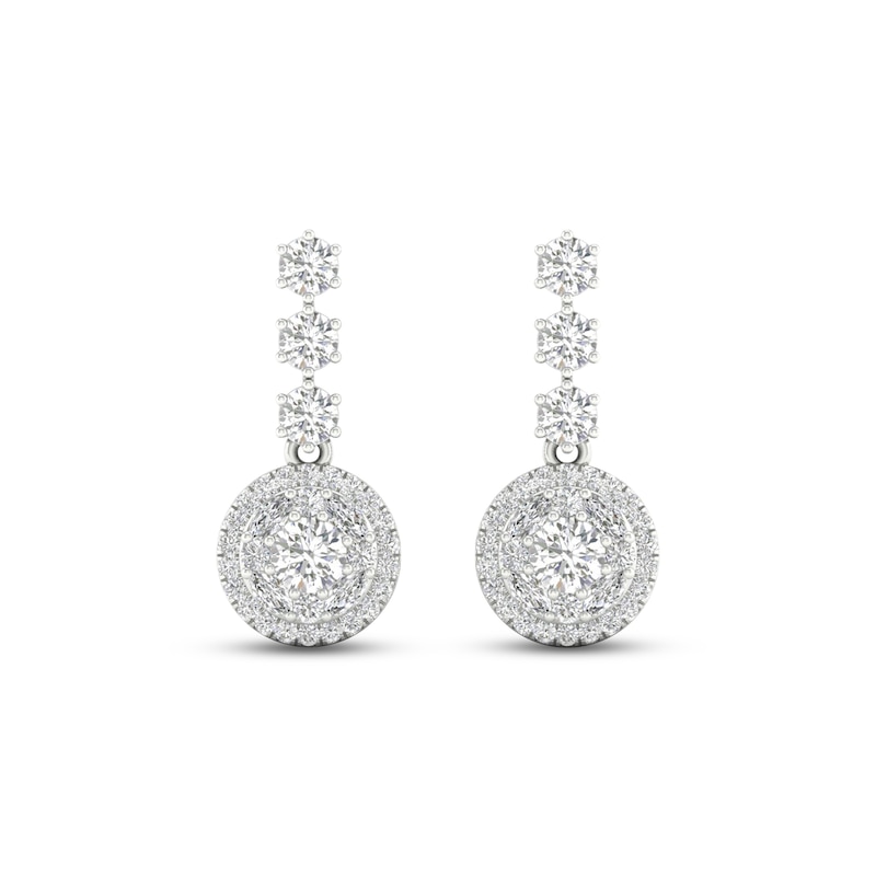 Main Image 2 of Multi-Diamond Drop Earrings 2 ct tw Round & Marquise-cut 14K White Gold