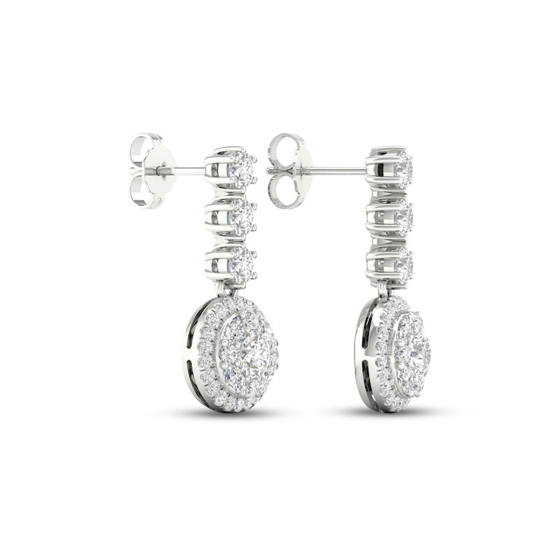 Main Image 4 of Multi-Diamond Drop Earrings 2 ct tw Round & Marquise-cut 14K White Gold