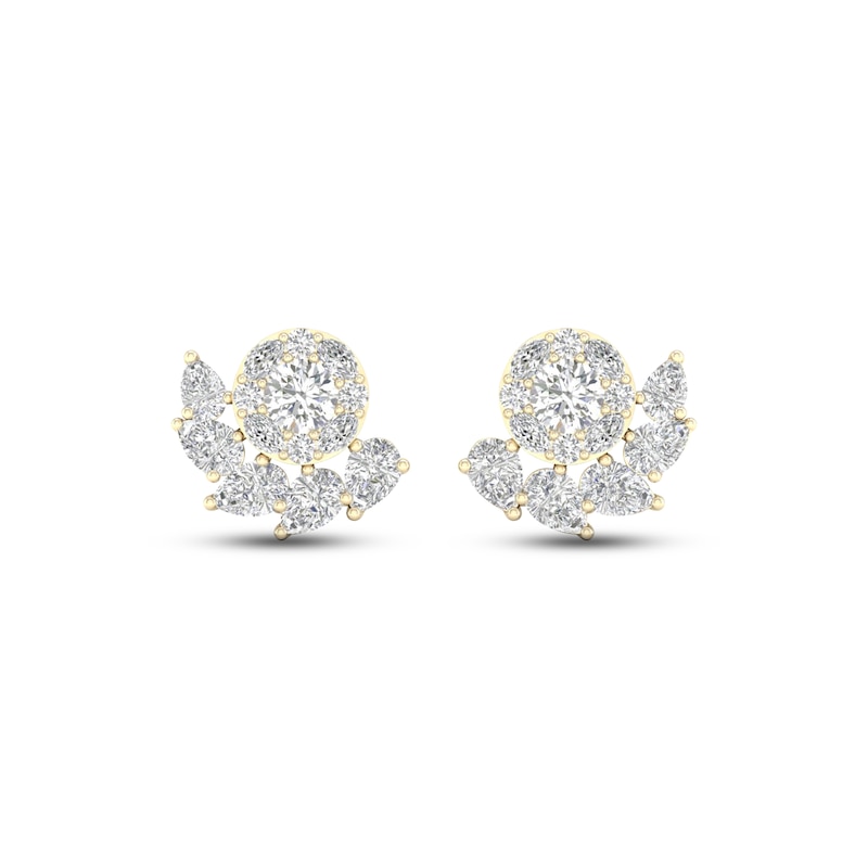 Main Image 2 of Multi-Diamond Earrings 2 ct tw Pear, Marquise & Round-cut 14K Yellow Gold
