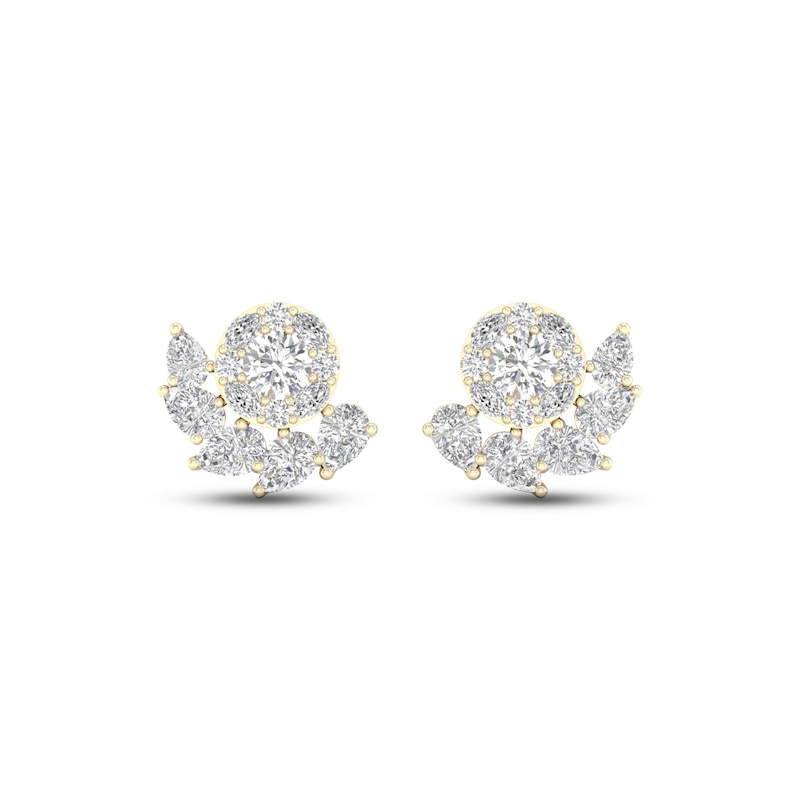 Multi-Diamond Earrings 2 ct tw Pear, Marquise & Round-cut 14K Yellow Gold