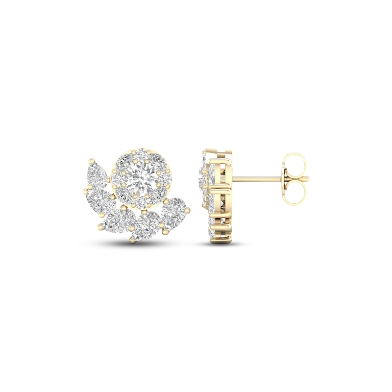 Main Image 3 of Multi-Diamond Earrings 2 ct tw Pear, Marquise & Round-cut 14K Yellow Gold