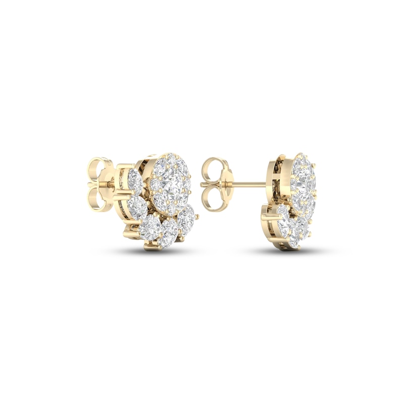 Main Image 4 of Multi-Diamond Earrings 2 ct tw Pear, Marquise & Round-cut 14K Yellow Gold