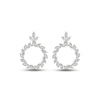 Diamond Circle Earrings 1-1/2 ct tw Marquise & Round-cut 14K White Gold
