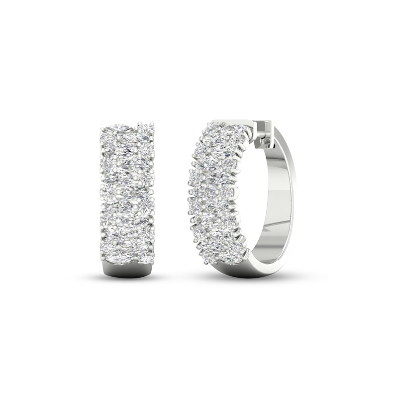 Main Image 1 of Diamond Hoop Earrings 2-1/4 ct tw Round & Marquise-cut 14K White Gold