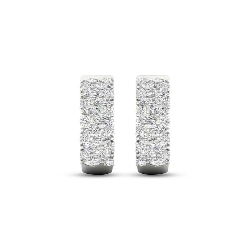 Diamond Hoop Earrings 2-1/4 ct tw Round & Marquise-cut 14K White Gold