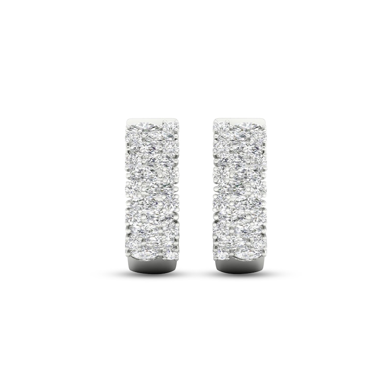 Main Image 2 of Diamond Hoop Earrings 2-1/4 ct tw Round & Marquise-cut 14K White Gold