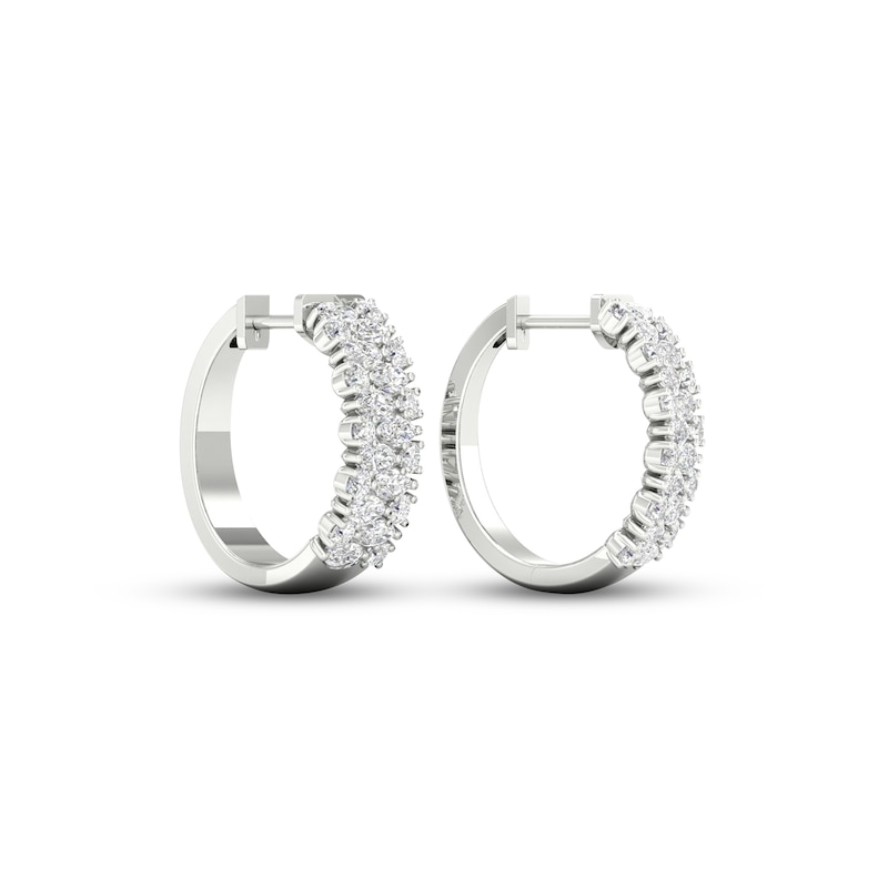Main Image 4 of Diamond Hoop Earrings 2-1/4 ct tw Round & Marquise-cut 14K White Gold