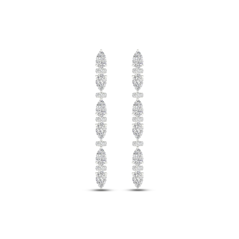 Main Image 2 of Diamond Drop Earrings 2 ct tw Pear & Round-cut 14K White Gold
