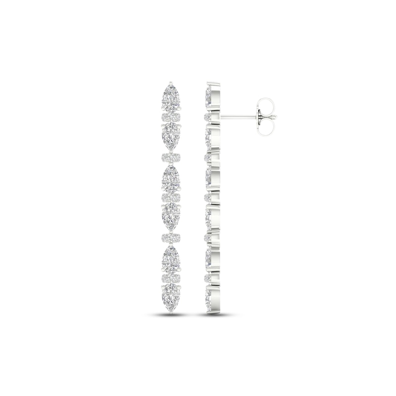 Main Image 3 of Diamond Drop Earrings 2 ct tw Pear & Round-cut 14K White Gold
