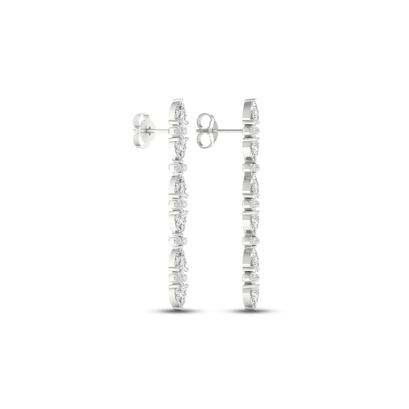 Main Image 4 of Diamond Drop Earrings 2 ct tw Pear & Round-cut 14K White Gold
