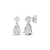 Diamond Dangle Earrings 2-1/2 ct tw Pear & Round-cut 14K White Gold