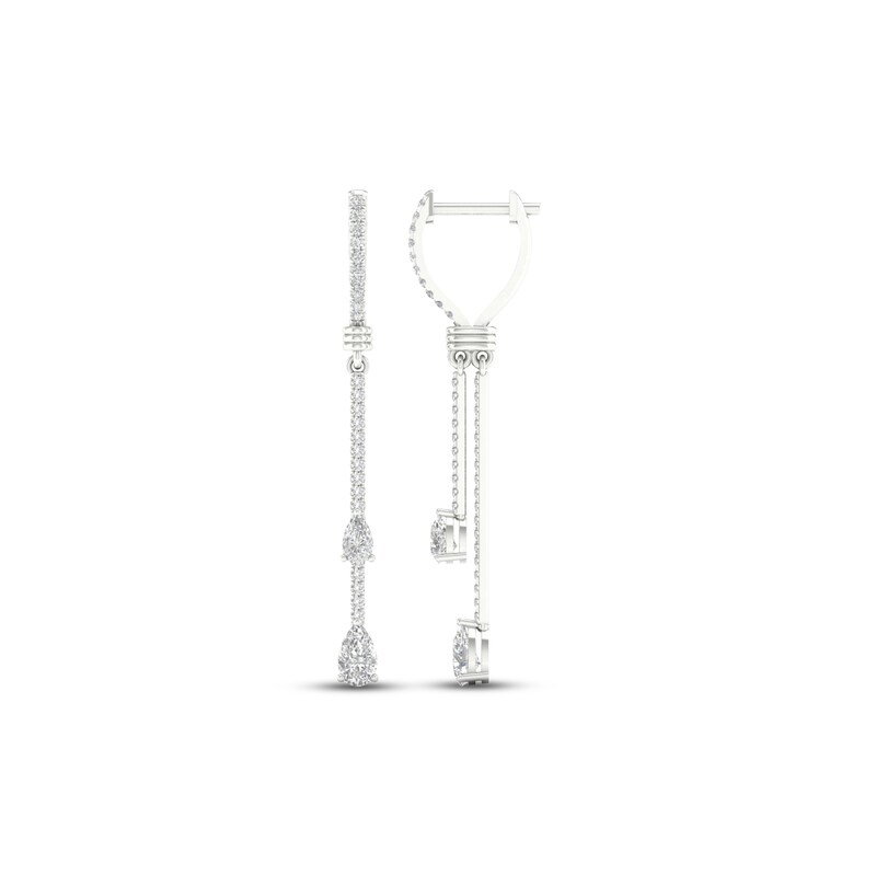 Main Image 1 of Diamond Huggie Drop Earrings 1 ct tw Pear & Round-cut 14K White Gold