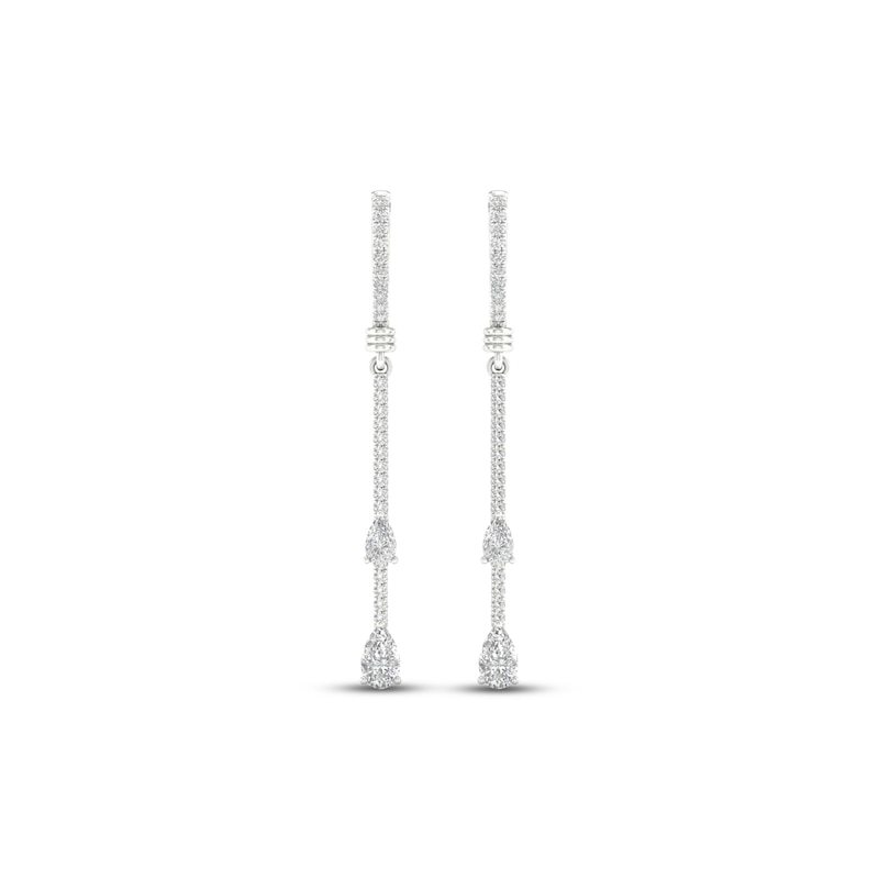 Diamond Huggie Drop Earrings 1 ct tw Pear & Round-cut 14K White Gold | Kay