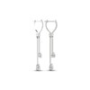 Thumbnail Image 3 of Diamond Huggie Drop Earrings 1 ct tw Pear & Round-cut 14K White Gold