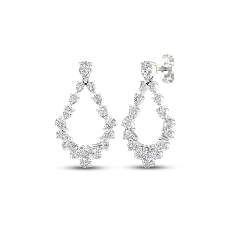 Diamond Teardrop Dangle Earrings 2 ct tw Pear-Shaped 14K White Gold