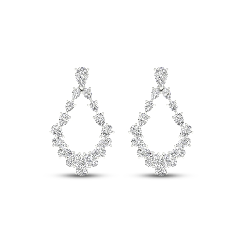 Diamond Teardrop Dangle Earrings 2 ct tw Pear-Shaped 14K White Gold