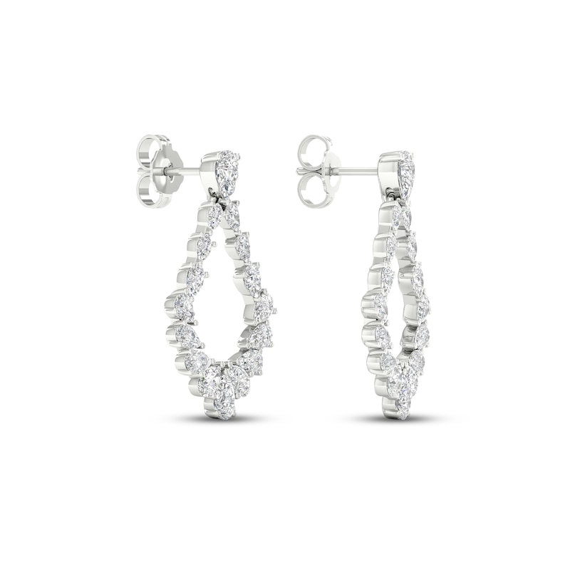 Diamond Teardrop Dangle Earrings 2 ct tw Pear-Shaped 14K White Gold