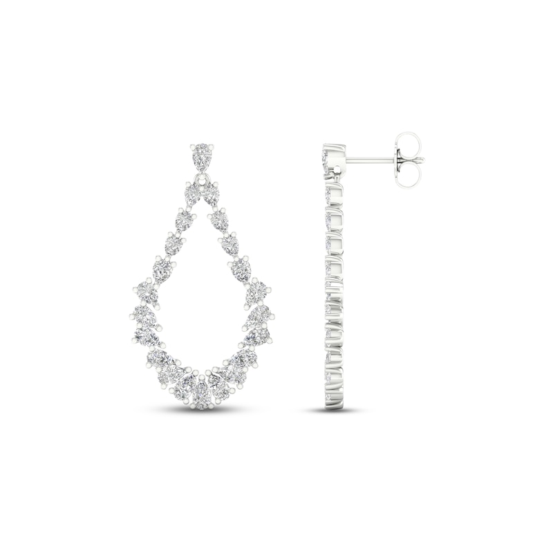 Main Image 3 of Diamond Teardrop Dangle Earrings 2-1/2 ct tw Pear-Shaped 14K White Gold