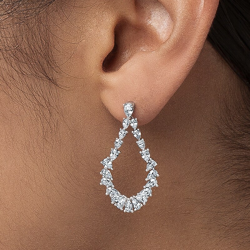 Main Image 5 of Diamond Teardrop Dangle Earrings 2-1/2 ct tw Pear-Shaped 14K White Gold