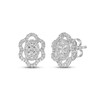 Diamond Flower Stud Earrings 1/3 ct tw Round-cut 10K White Gold