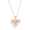 Thumbnail Image 0 of Diamond Heart Knot Necklace 1/4 ct tw Baguette & Round-cut 10K Rose Gold 18"