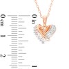 Thumbnail Image 2 of Diamond Heart Knot Necklace 1/4 ct tw Baguette & Round-cut 10K Rose Gold 18&quot;