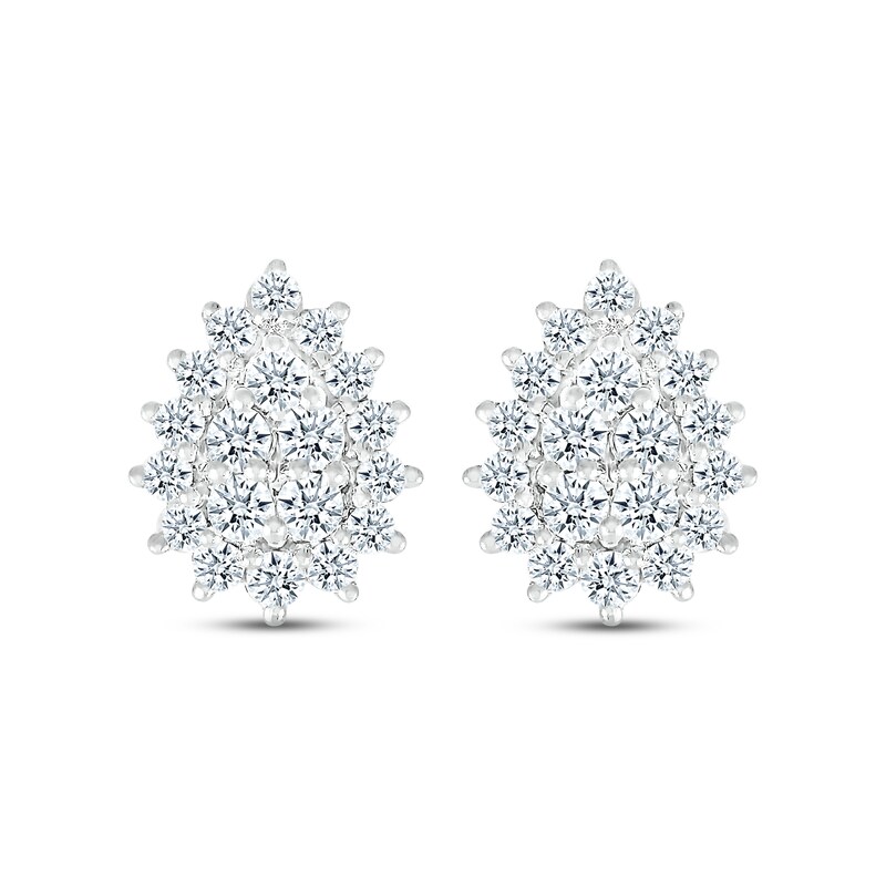 Diamond Teardrop Stud Earrings 3/4 ct tw Round-cut 14K White Gold