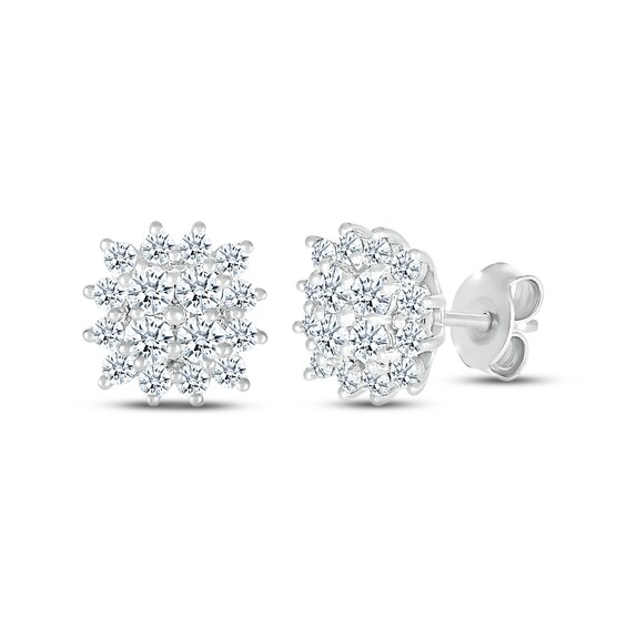 Diamond Stud Earrings 3/4 ct tw Round-cut 14K White Gold