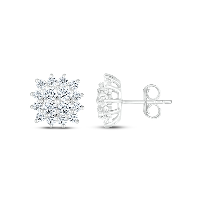 Diamond Stud Earrings 3/4 ct tw Round-cut 14K White Gold
