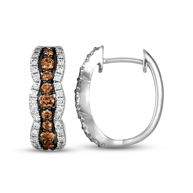 Main Image 2 of Le Vian Chocolate Waterfall Diamond Hoop Earrings 1 ct tw 14K Vanilla Gold