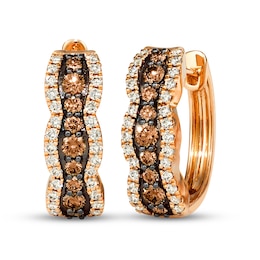 Le Vian Chocolate Waterfall Diamond Hoop Earrings 1 ct tw 14K Strawberry Gold