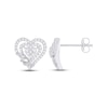 Thumbnail Image 1 of Diamond Heart &quot;Mom&quot; Stud Earrings 1/4 ct tw Round-cut Sterling Silver